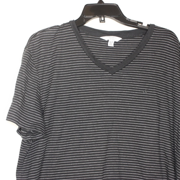 Calvin Klein Men's Shirt XXL Black w/White Stripes Short Sleeve Body Fit T-Shirt - Picture 9 of 9